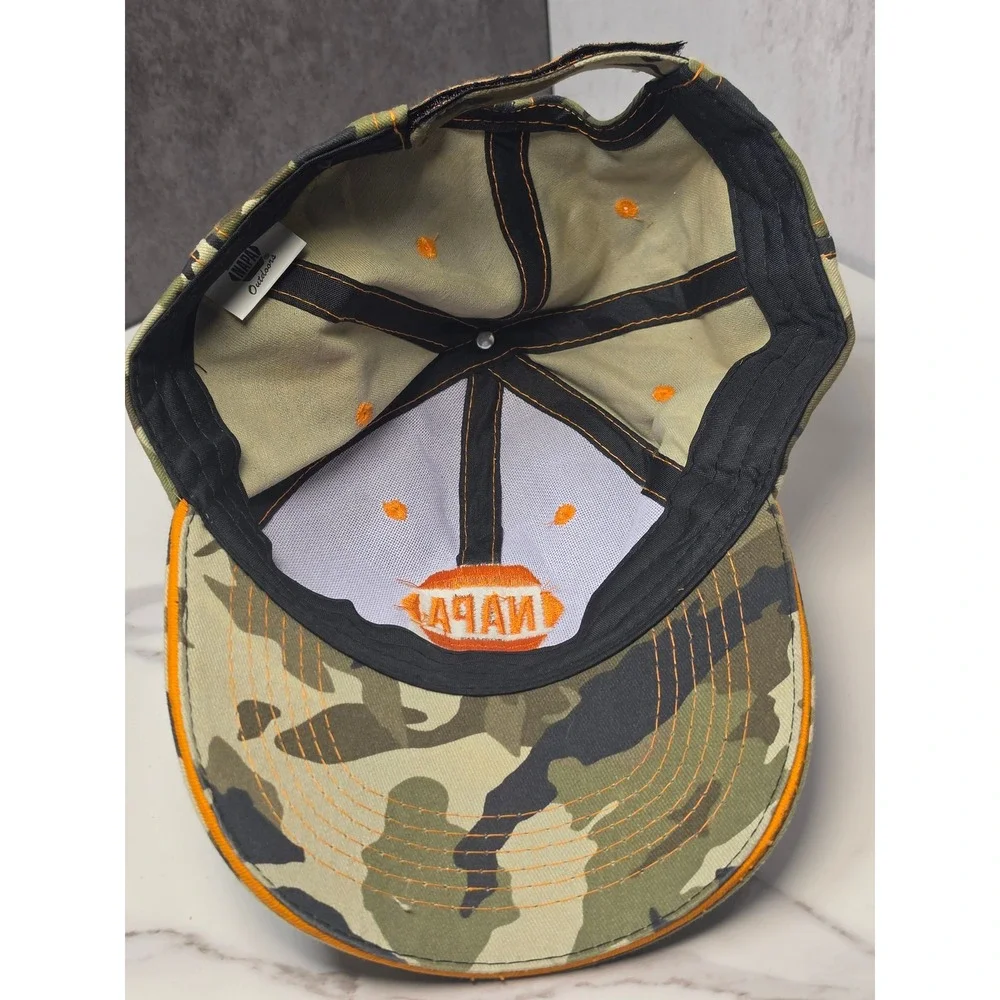 NAPA Outdoors Mens Camouflage Orange Embroidered Logo Baseball Cap Hat